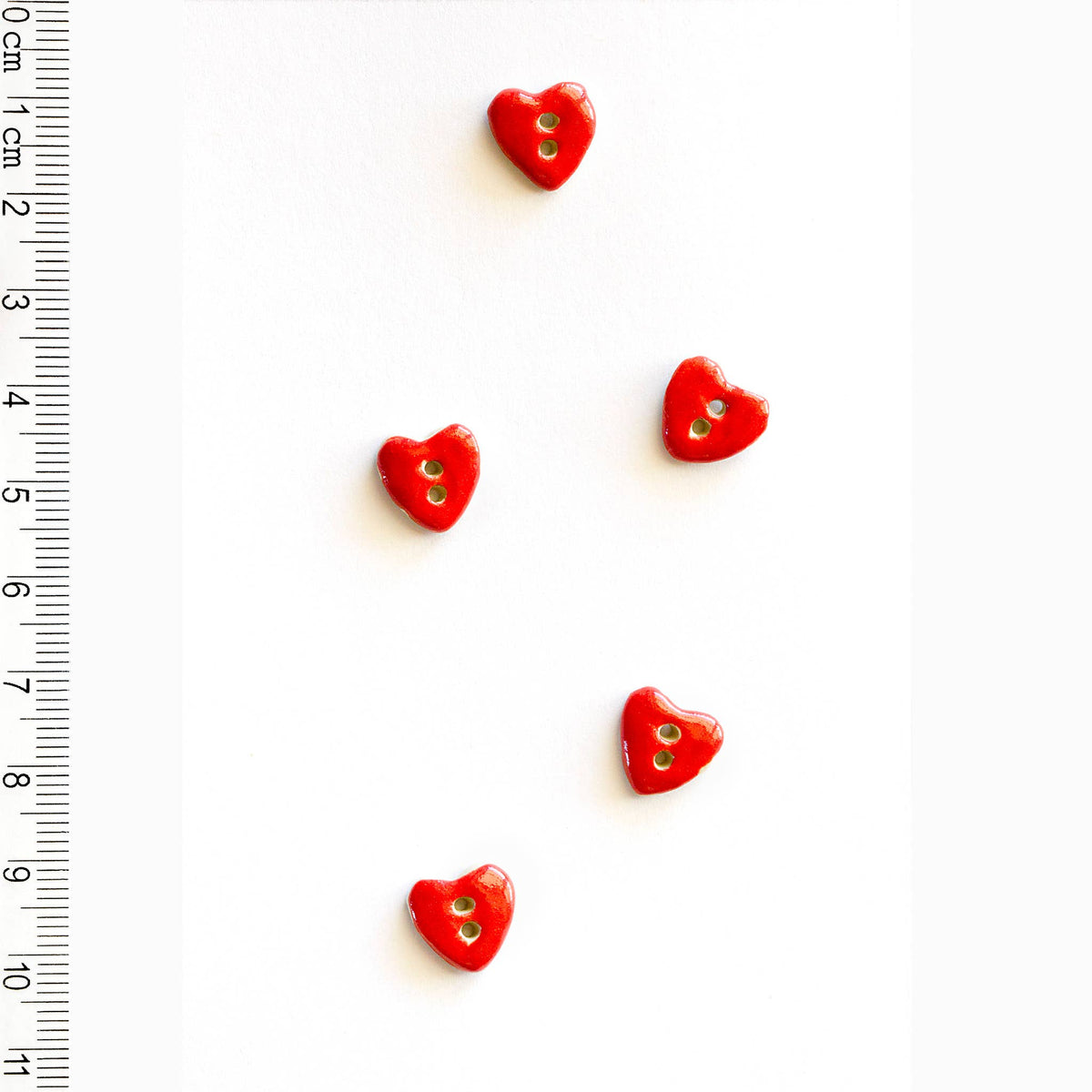 L534 Tiny Red Heart Buttons