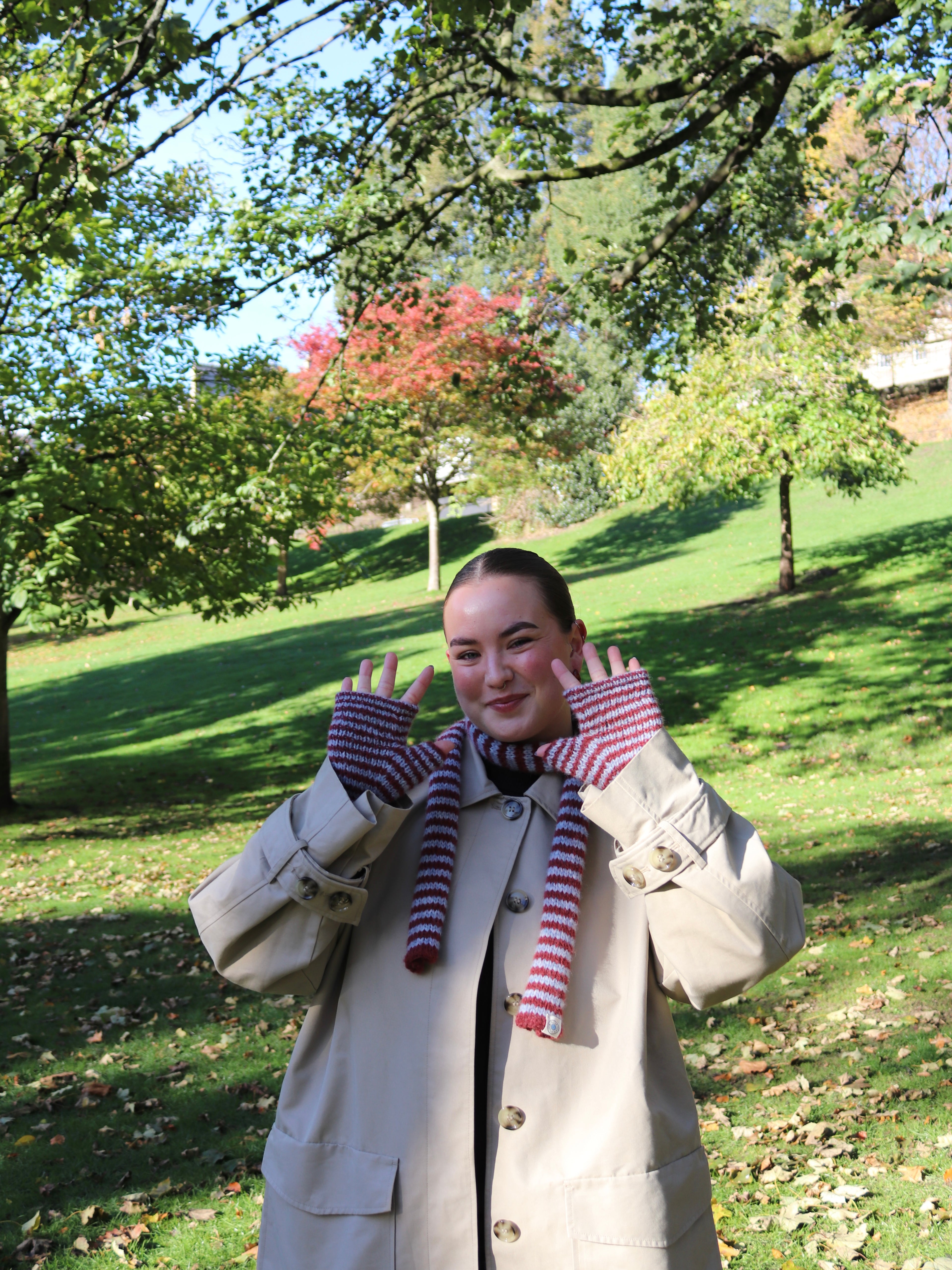 Custom Stripy Skinny Scarf & Gloves Set
