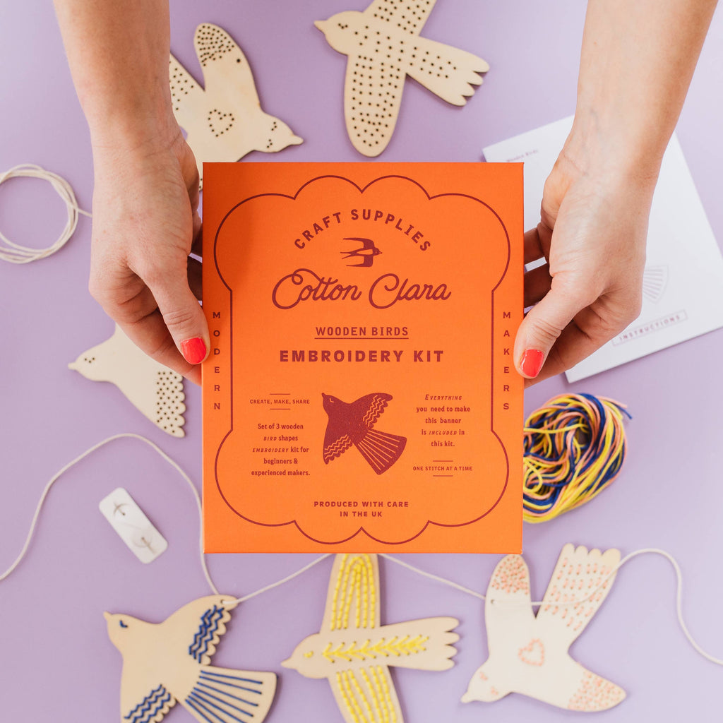 Wooden Bird Embroidery Kit - Beginner-Friendly DIY Garland