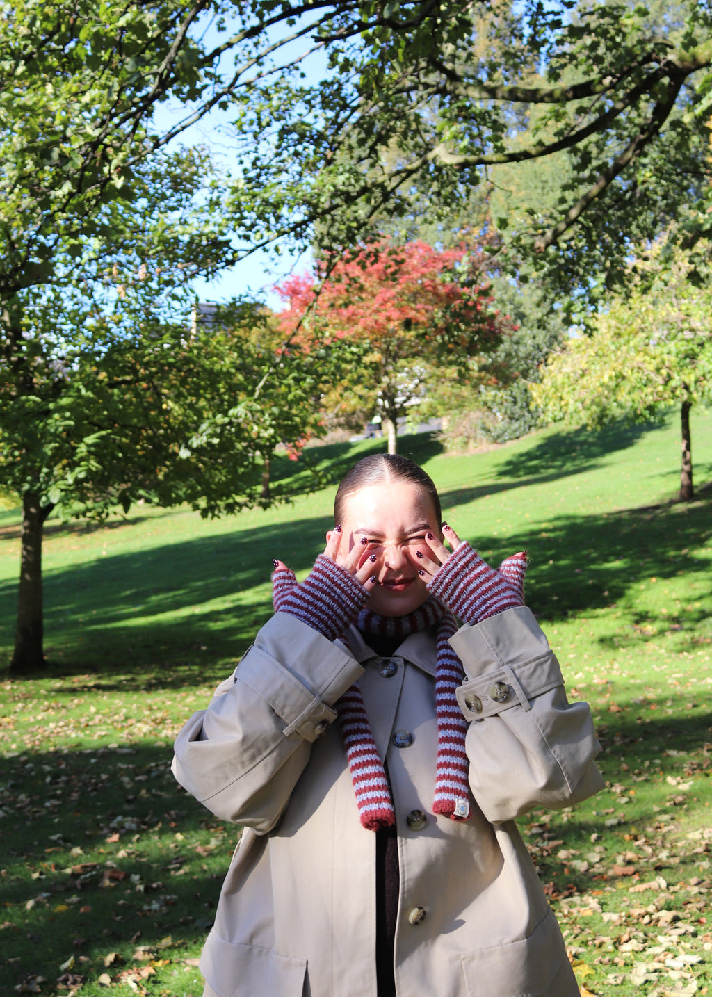 Stripy Skinny Scarf & Gloves Set