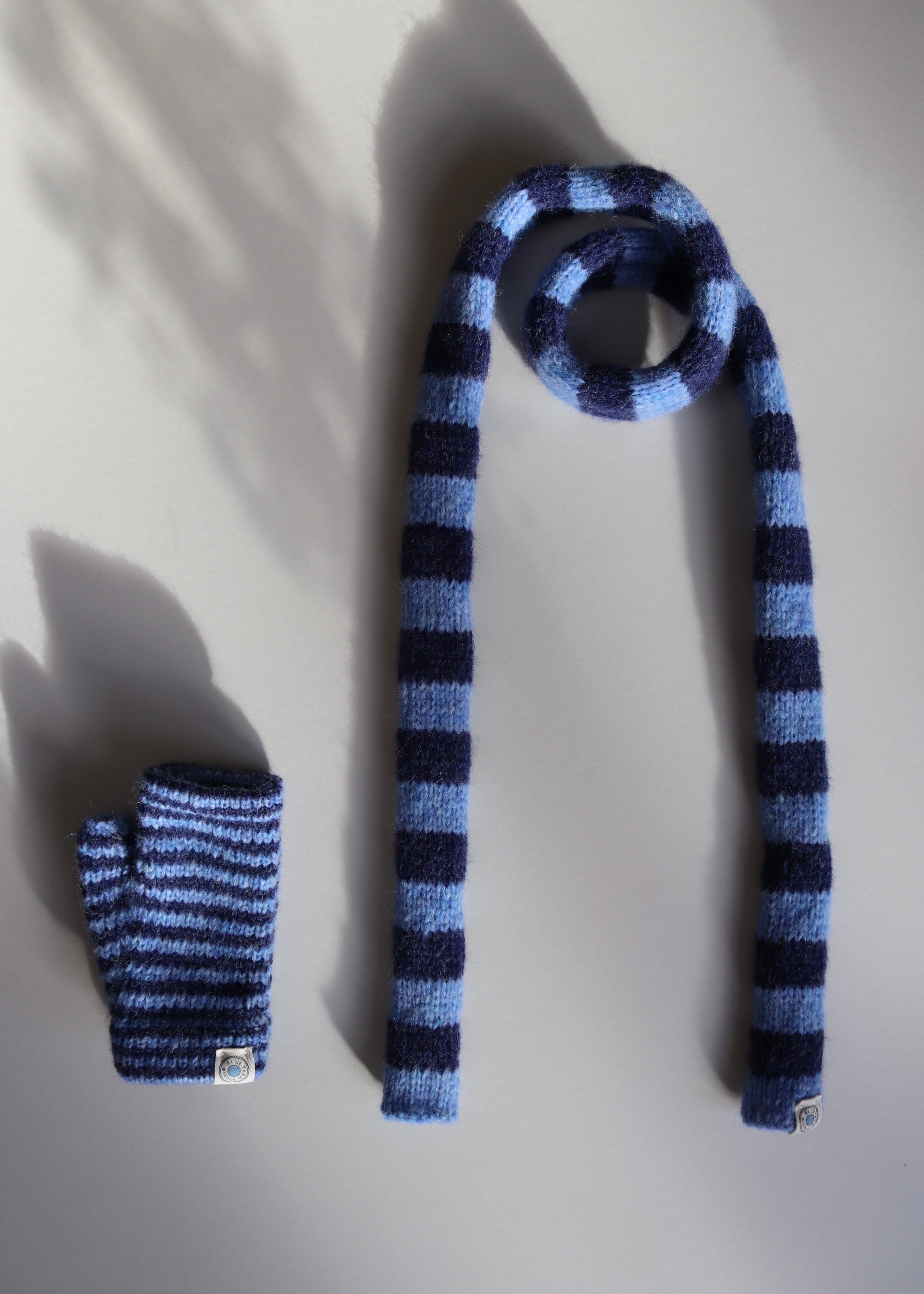 Stripy Skinny Scarf & Gloves Set