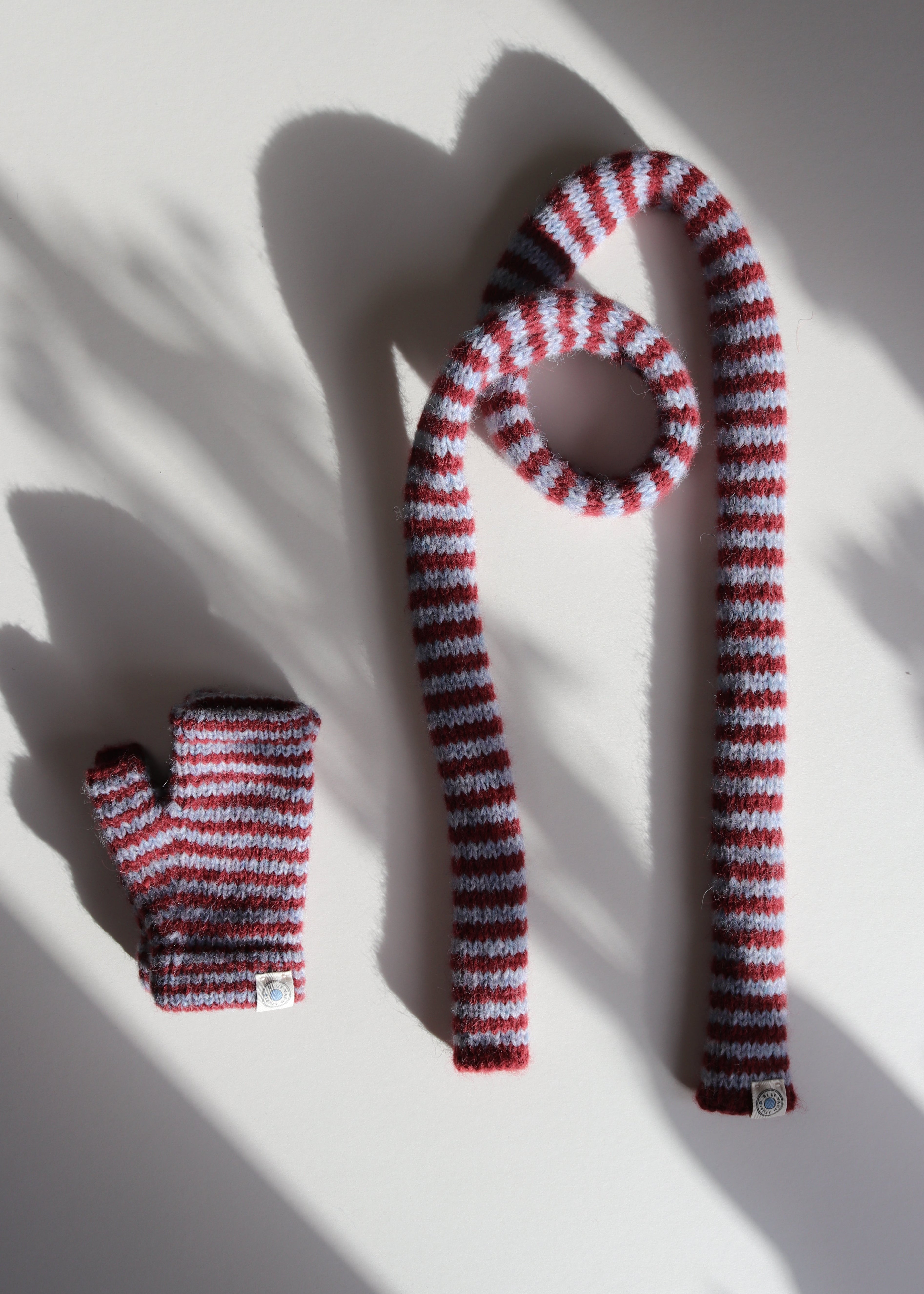 Stripy Skinny Scarf & Gloves Set