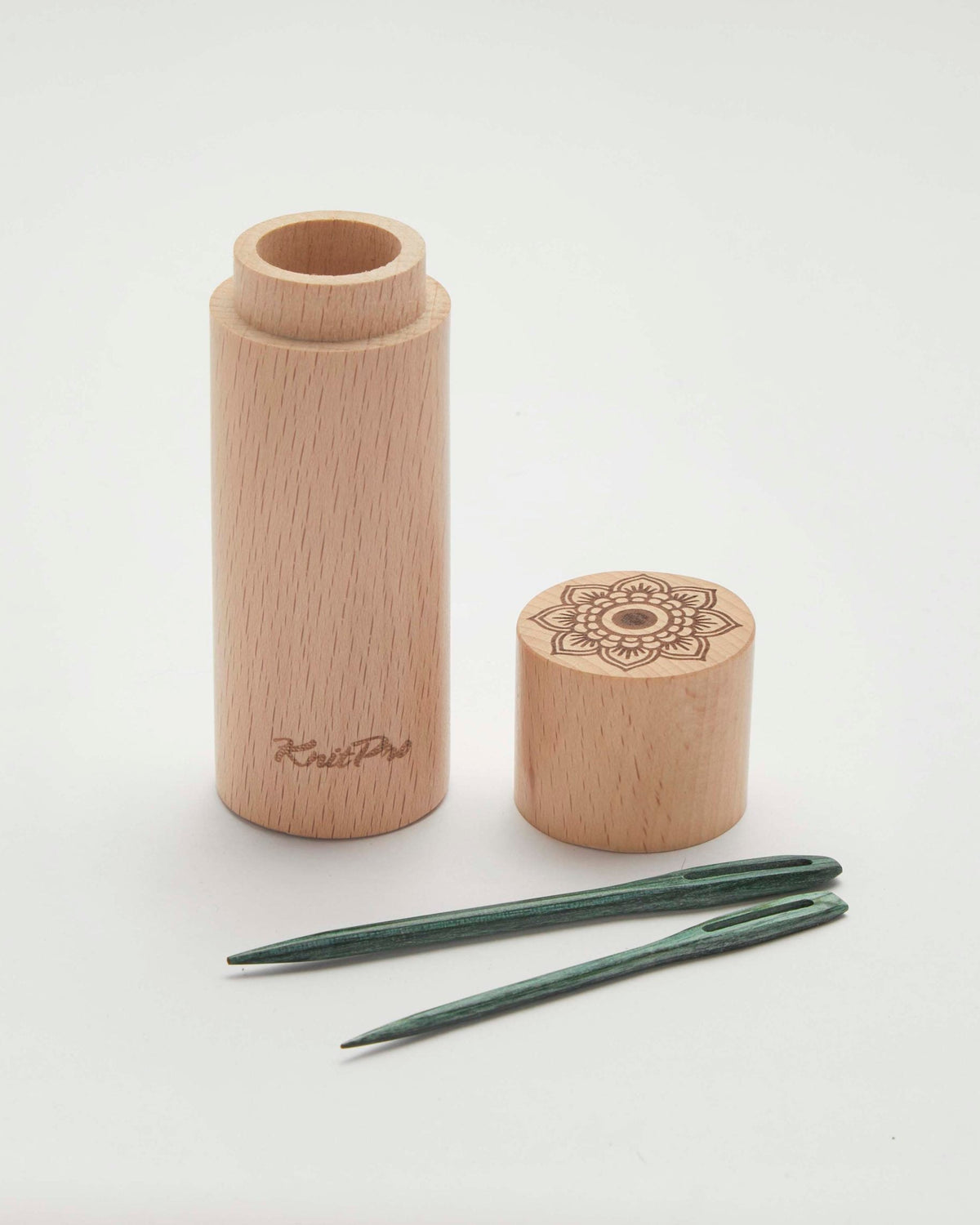 KnitPro The Mindful Collection Teal Wooden Darning Needles in Wooden Container
