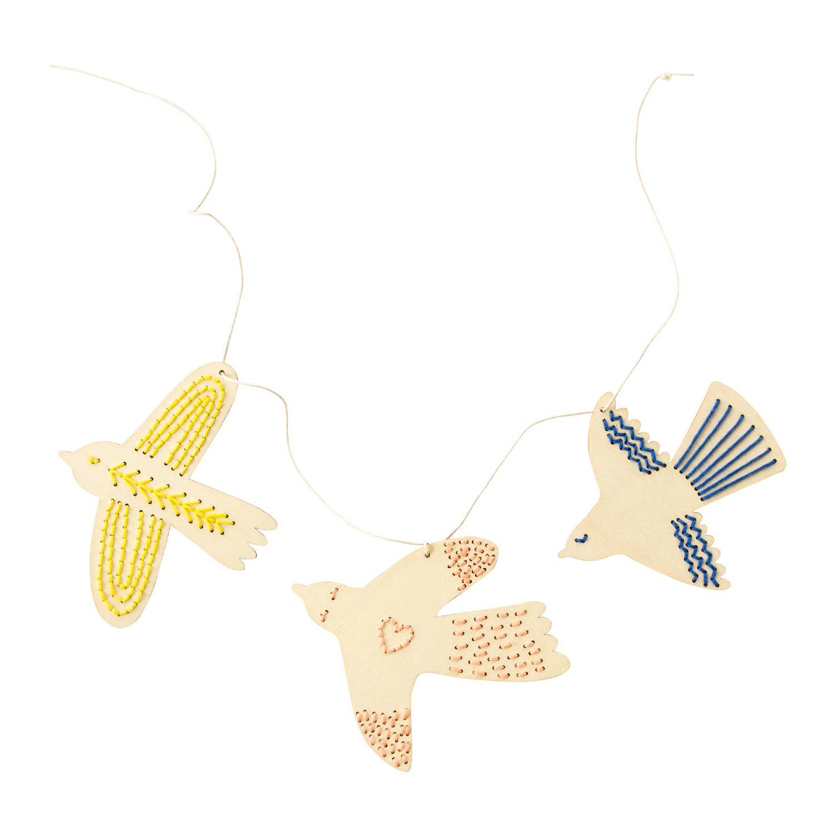 Wooden Bird Embroidery Kit - Beginner-Friendly DIY Garland