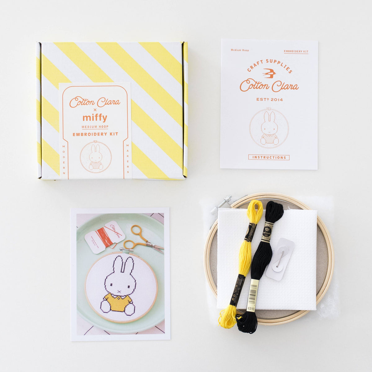 Miffy Yellow Cross Stitch Kit Beginner Friendly: Yellow Top