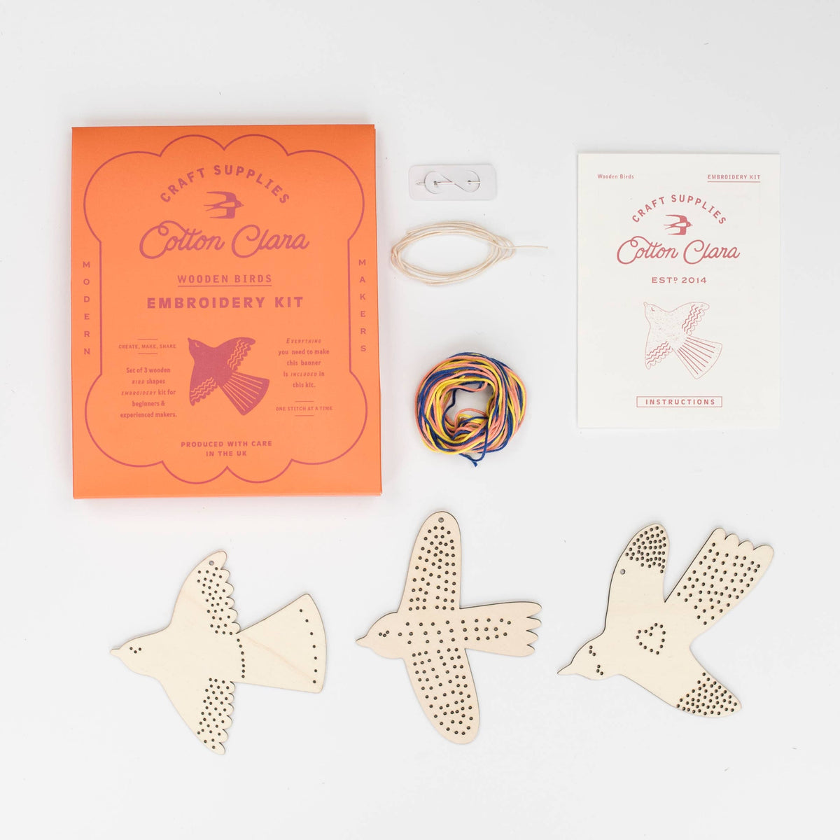 Wooden Bird Embroidery Kit - Beginner-Friendly DIY Garland